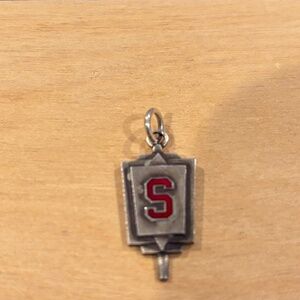 Rare vintage 1950's-60's sterling silver with enamel "S" pendant